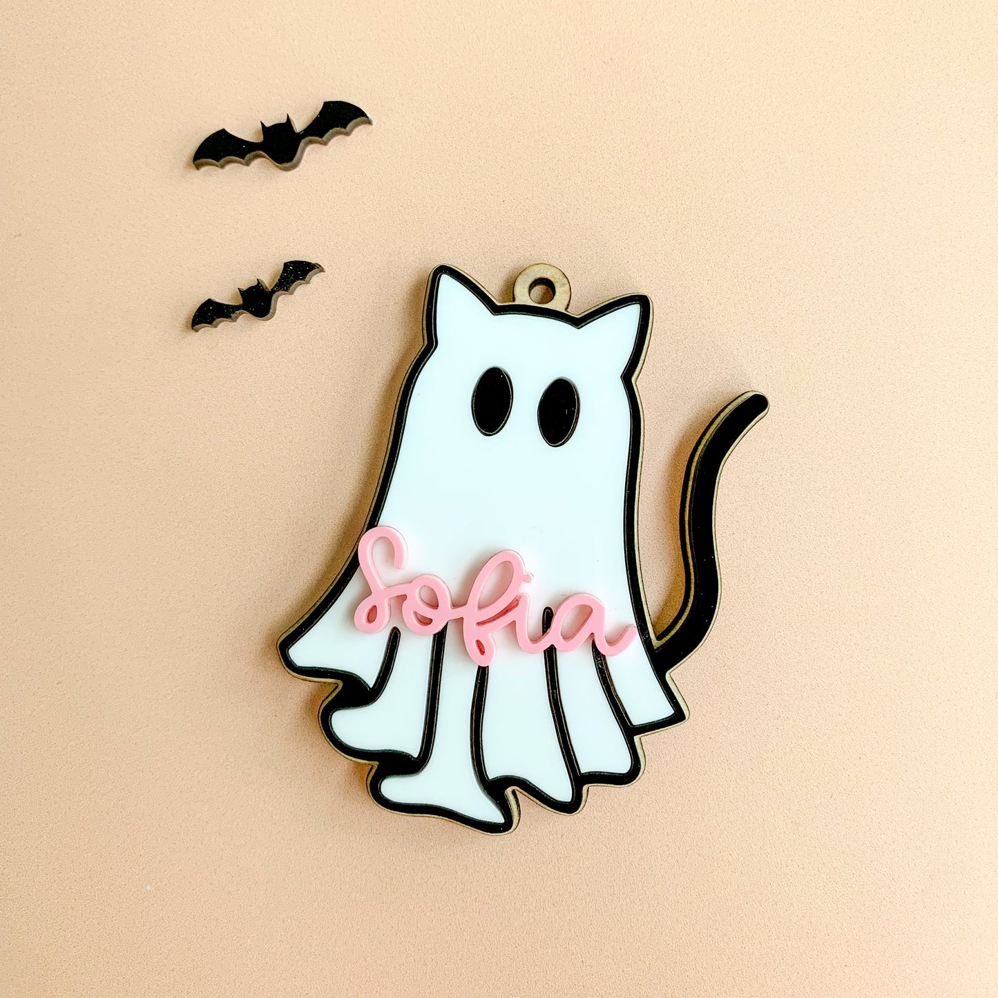 Ghost cat basket tag