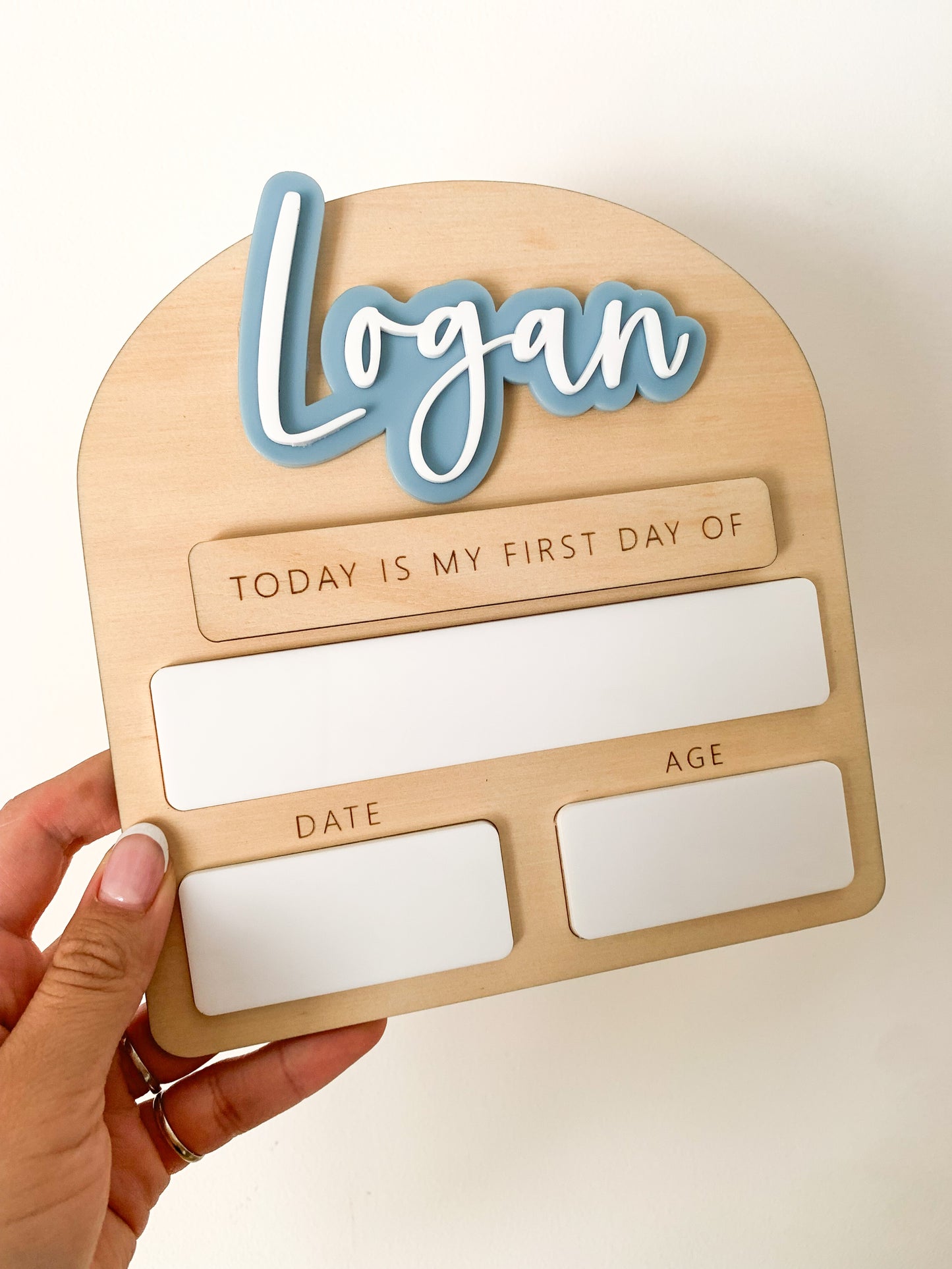 Small First/Last day board with acrylic name