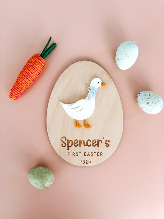 Goose first easter plaque