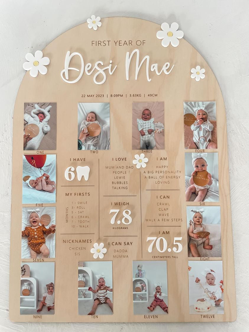 All-In-One Photo and Milestone board - Daisy Theme