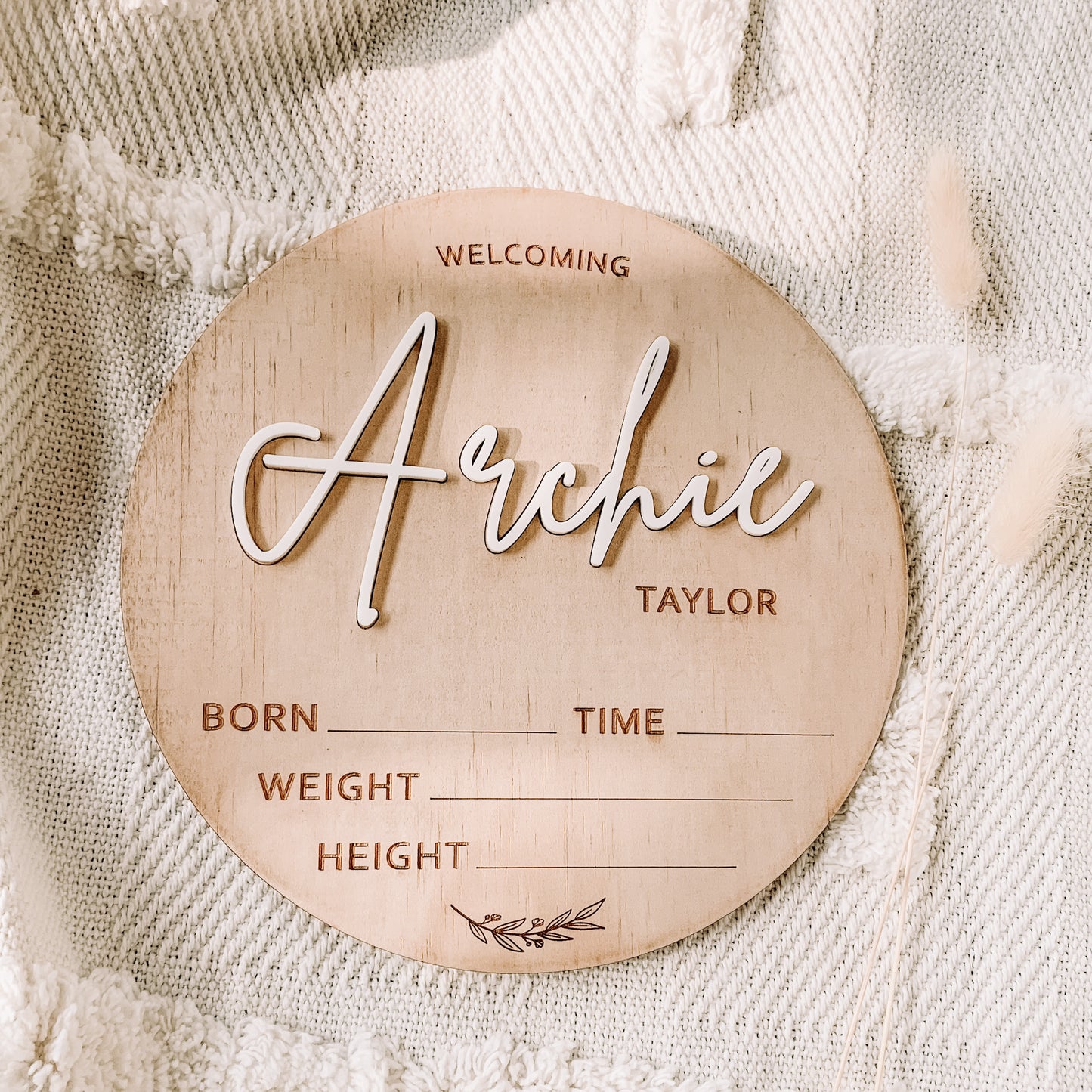 Newborn announcement plaque