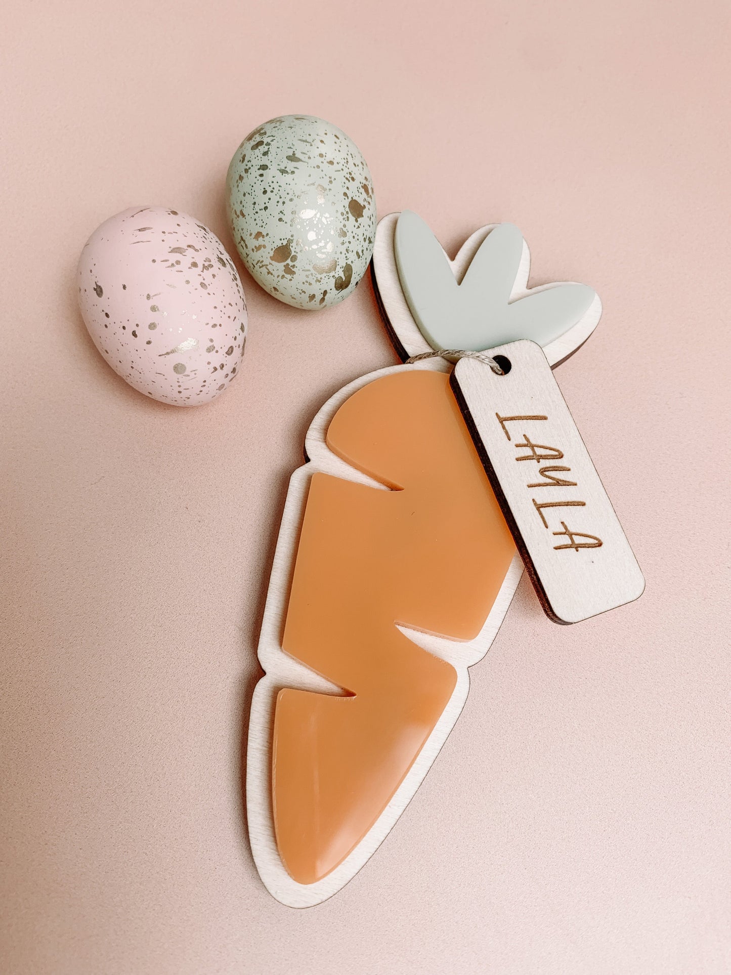 Easter Carrot tag / Wood backing