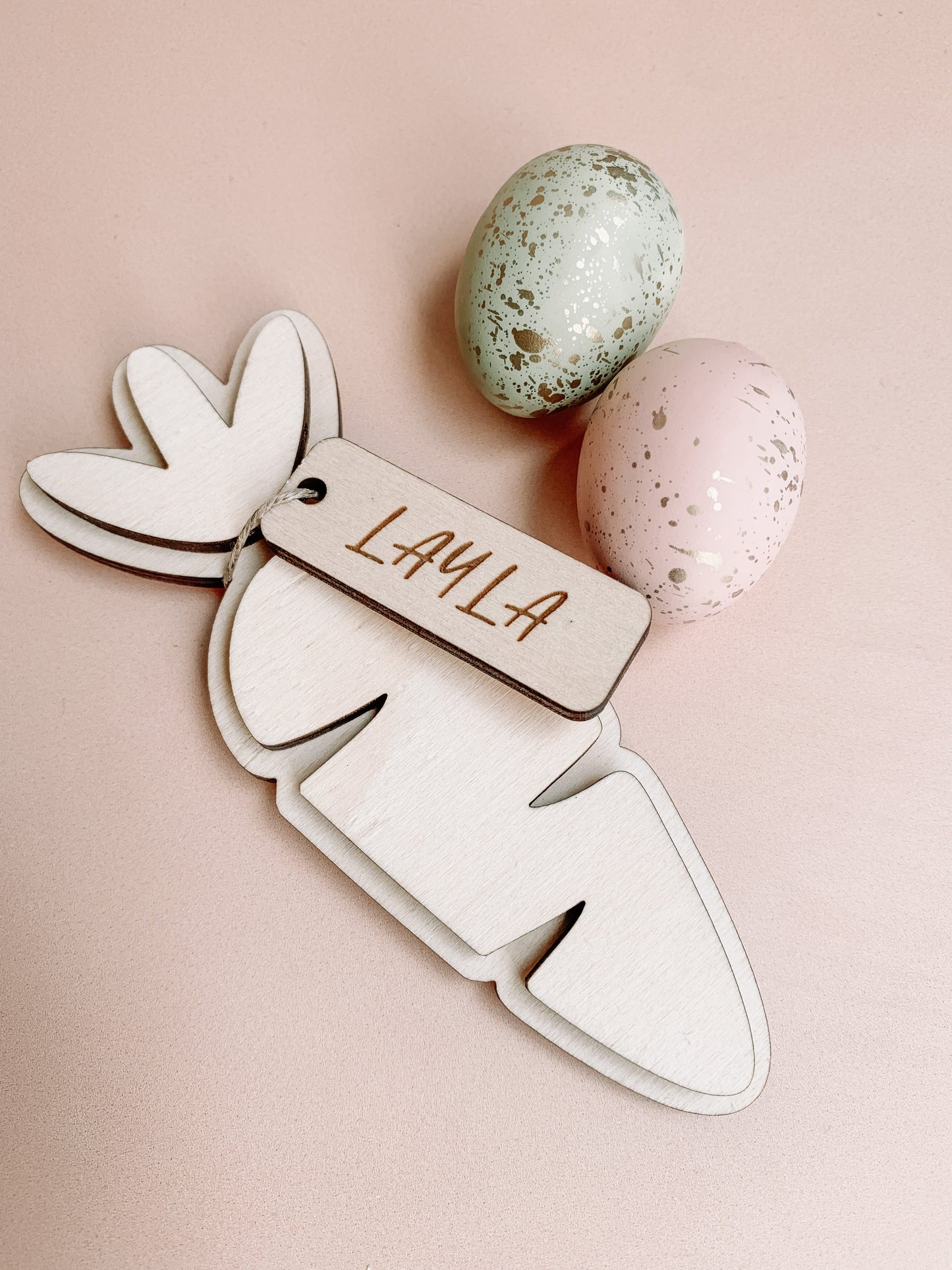 Easter Carrot tag / Wood backing